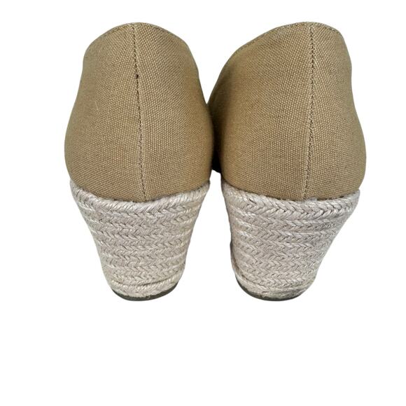 Ruanyu Tan Camel Canvas Espadrille Slip On Wedge Heels Women's Size 7 - Picture 3 of 7